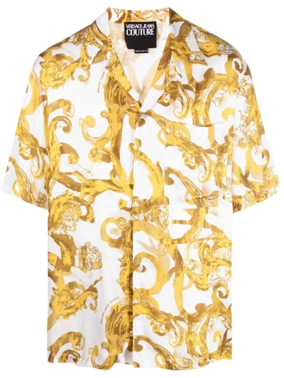 Versace Jeans Couture All Over Print Polo Shirt In White