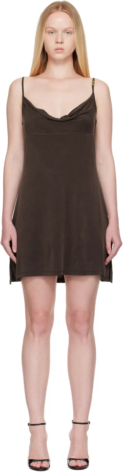 Versace Jeans Couture Brown Cupro Midi Dress