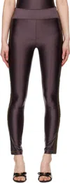 VERSACE JEANS COUTURE BROWN LOGO TRIM LEGGINGS