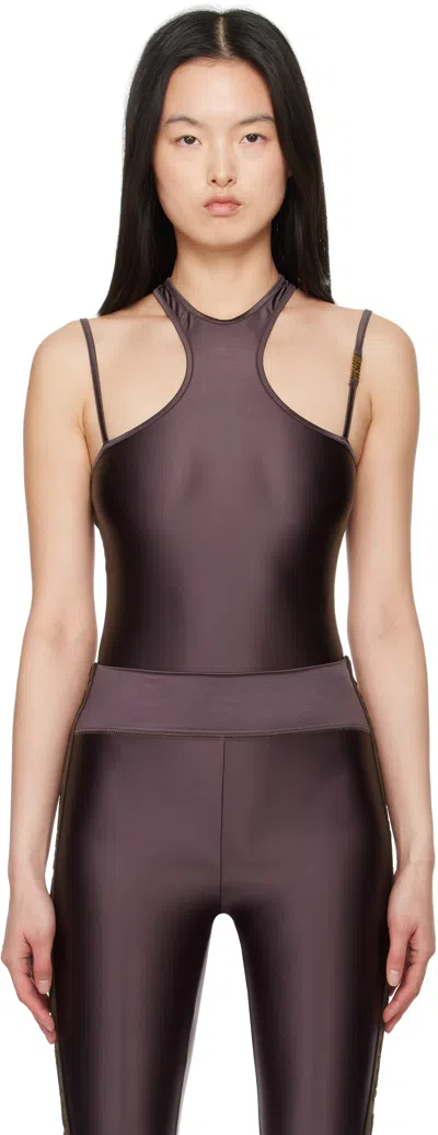 Versace Jeans Couture Brown Racerback Bodysuit In E721 Cocoa
