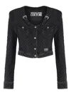 Versace Jeans Couture Long Sleeve Denim Jacket Featuring Pockets In Black