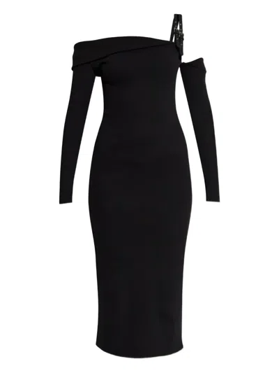 Versace Jeans Couture Buckle-detail Midi Dress In Black