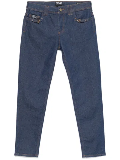 Versace Jeans Couture Buckle-detail Skinny Jeans In Blue
