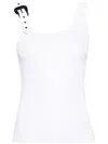 Versace Jeans Couture Buckle-detailed Ribbed Tank Top In White