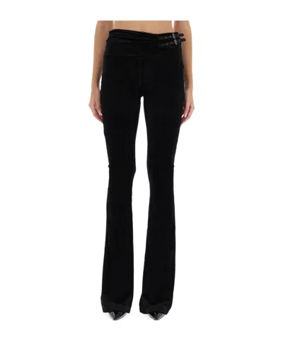 Versace Jeans Couture Buckle-detailed Flared Trousers In Black