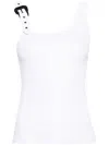 Versace Jeans Couture Buckle-detailed Ribbed Tank Top In White