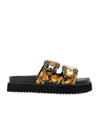 Versace Jeans Round-toed Slippers In Multi