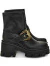Versace Jeans Couture Buckle-embellished Boots In Black