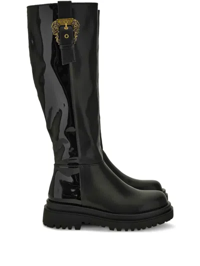 Versace Jeans Couture Buckle-embellished Boots In Black