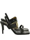 Versace Jeans Couture Buckle-embellished Heeled Sandals In Multi