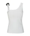 Versace Jeans Couture Buckle-embellished Ribbed Tank Top In White