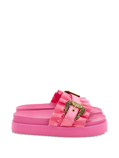 Versace Jeans Couture Buckle Sandals In Pink
