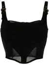 Versace Jeans Couture Buckle-straps Corset Tank Top In Black
