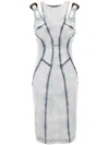 Versace Jeans Couture Blue Buckled Minidress In Blue