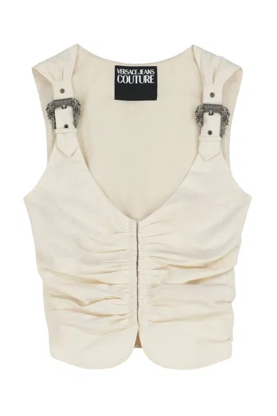 Versace Jeans Couture Buckle-detail Cotton Tank Top In Neutral