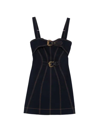 Versace Jeans Couture Buckle-detail Panelled Mini Dress In Black