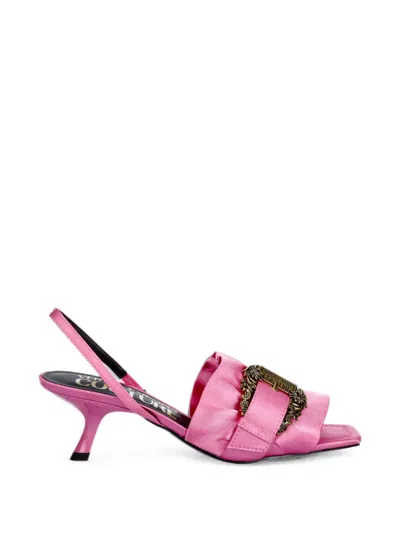 Versace Jeans Couture Buckle-detail Ruffled Sandals In Pink