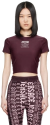 Versace Jeans Couture Burgundy Warranty Logo T-shirt In Plum