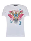 Versace Jeans Couture White Cotton Crew Neck T-shirt With Print In White
