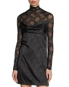 Versace Jeans Couture Long-sleeve Lace-panel Dress In Black