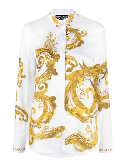 Versace Jeans Couture Chain Couture-print Logo Shirt In White