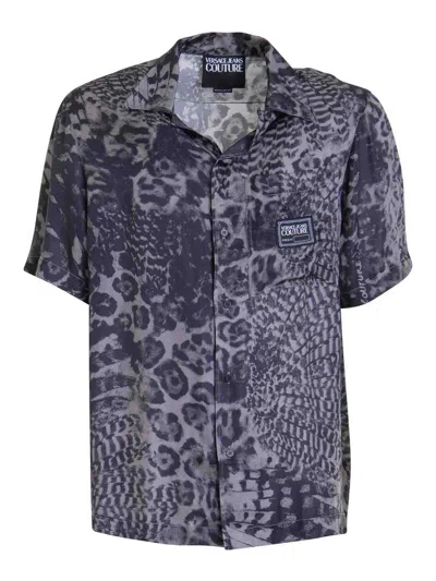 Versace Jeans Couture Animalier Printed Shirt In Grey