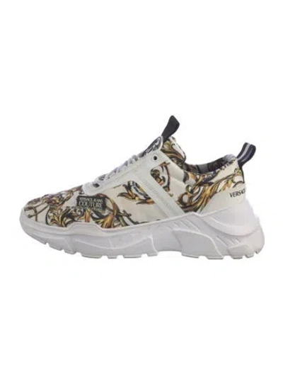Pre-owned Versace Jeans Couture Canvas Graphic Print Chunky Sneakers In White