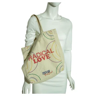 Pre-owned Versace Jeans Couture Canvas Tote Bag For Fred Segal Los Angeles In Sand