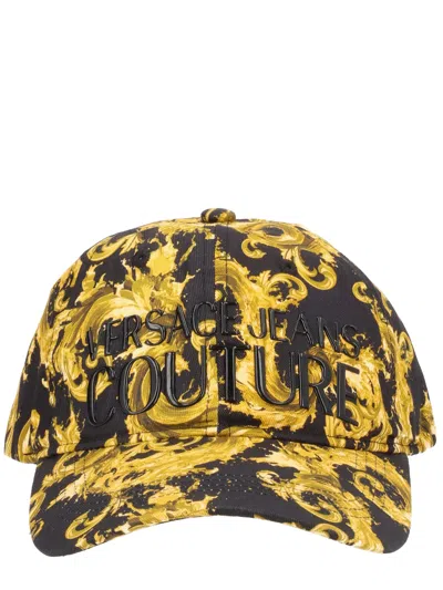 Versace Jeans Couture Cappello Da Baseball Con Stampa E Logo In Black
