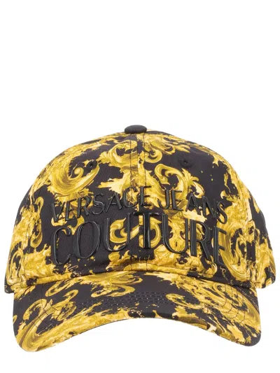 Versace Jeans Couture Cappello Da Baseball Con Stampa E Logo In Black
