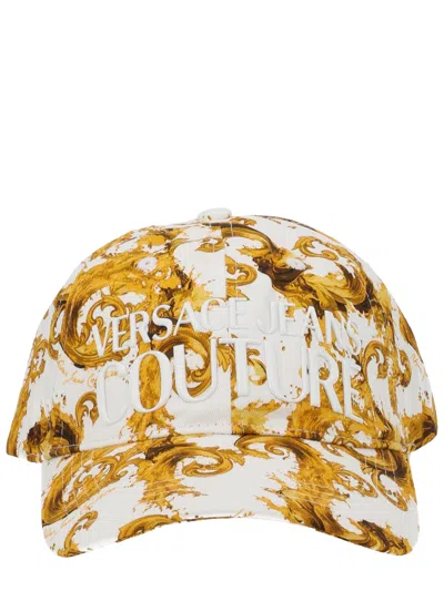 Versace Jeans Couture Cappello Da Baseball Con Stampa E Logo In White