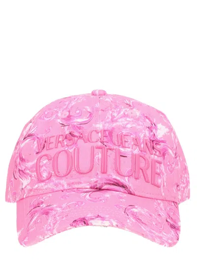 Versace Jeans Couture Cappello Da Baseball Con Stampa E Logo In Pink