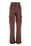 Versace Jeans Couture Utility Cargo Trousers Embellished Buttons In Brown