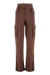 Versace Jeans Couture Utility Cargo Trousers Embellished Buttons In Brown