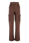 Versace Jeans Couture Utility Cargo Trousers Embellished Buttons In Brown