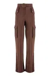 Versace Jeans Couture Utility Cargo Trousers Embellished Buttons In Brown