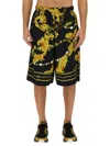 Versace Jeans Couture Chain Couture Bermuda Shorts In Black