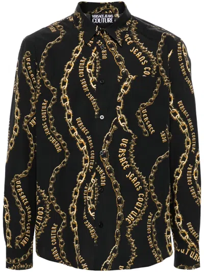 Versace Jeans Couture Chain Couture Cotton Shirt In Black
