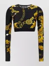 Versace Jeans Couture Black Longsleeve Tops With All-over Baroque Print