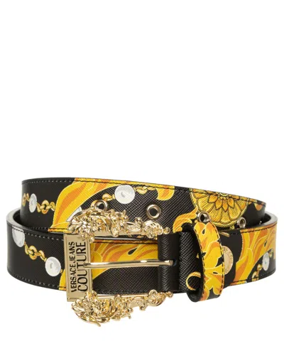 Versace Jeans Couture Chain Couture Leather Belt In Nero