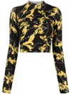 Shop Versace Jeans Couture Chain Couture-print Cropped Jumper In Black