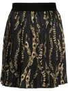 Versace Jeans Couture Chain Couture-print Pleated Skirt In Black
