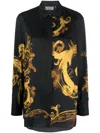 Versace Jeans Couture Chain Couture-print Satin Shirt In Black
