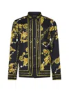 Versace Jeans Couture Baroque-pattern Long-sleeve Shirt In Black Gold