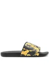 Versace Jeans Couture Chain Couture Moulded-footbed Slides In Black