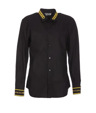 Versace Jeans Couture Chain Couture Cotton Shirt In Black