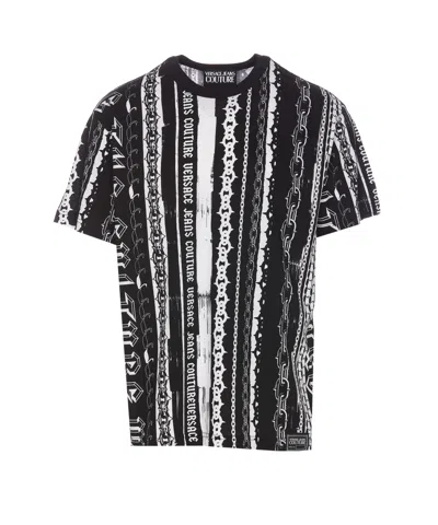 Versace Jeans Couture Chain Couture Stripes T-shirt In Black
