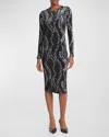 Versace Jeans Couture Black Chain Couture Velvet Midi Dress In Black
