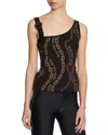 Versace Jeans Couture Asymmetric Strap Buckle Logo Chain Print Top In Black/gold