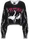 VERSACE JEANS COUTURE CHAIN SWAN PATTERNED JACQUARD JUMPER